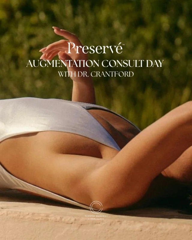 A reminder for anyone who’s been considering breast augmentation thoughtfully, not impulsively.  Dr. Crantford’s dedicated Preserve Augmentation consultation day is happening this Saturday, May 30th here at CC Plastic Surgery.  Preserve is a more modern approach to breast augmentation that prioritizes natural-looking results, soft tissue support, and long-term balance. Every consultation is centered around creating a surgical plan that feels customized to your anatomy, lifestyle, and goals.  If you’ve been considering breast augmentation and want a more personalized consultation experience, this is a great opportunity to start the conversation.  Limited consultation appointments remain.  Call (843) 755-6591 to reserve your consultation.